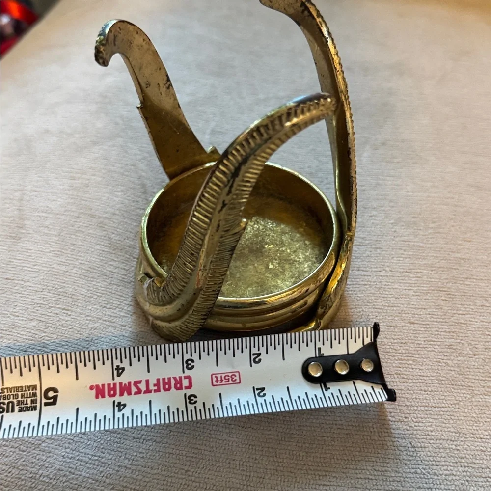 Brass PartyLite 3” Candle Holder with Feathers - Picture 3 of 5